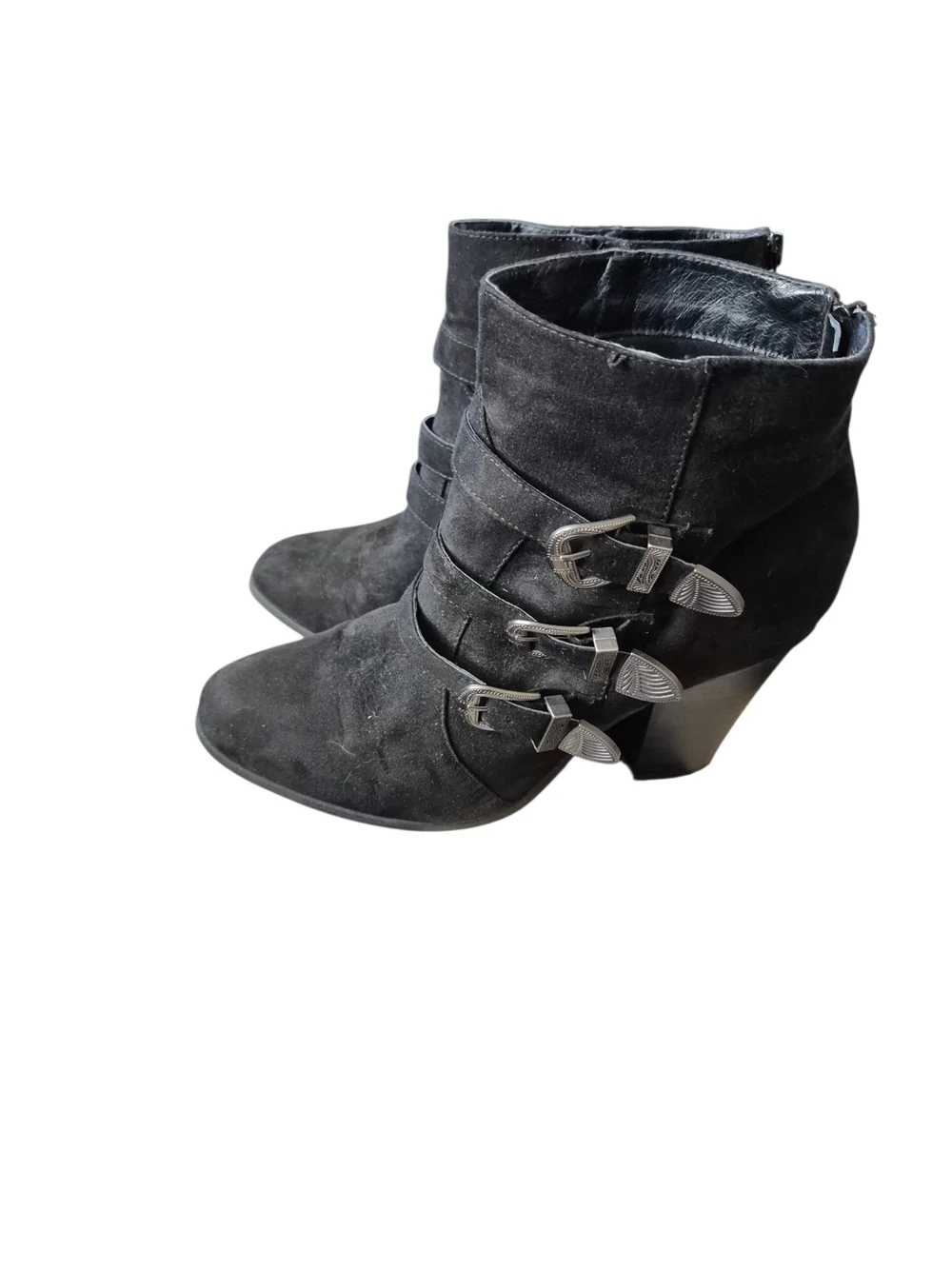Lane Bryant Black Suede Buckle‎ Ankle Boots 11 W